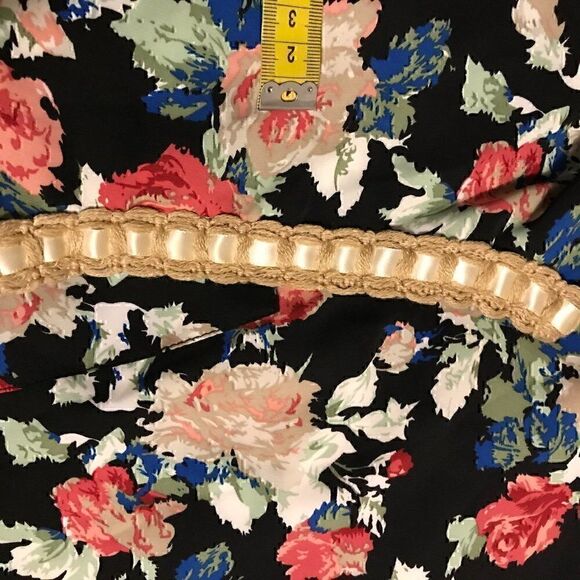 V neck Single-breasted Long-sleeved Floral Chiffon Shirts XL - Picture 11 of 12